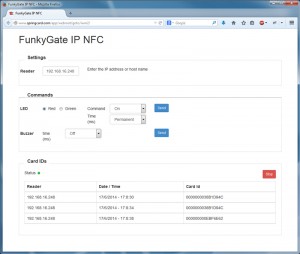 FunkyGate-IP NFC HTTP access (REST) demo-page